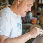 Matthew Blakely at work in his workshop 2017 - Turning